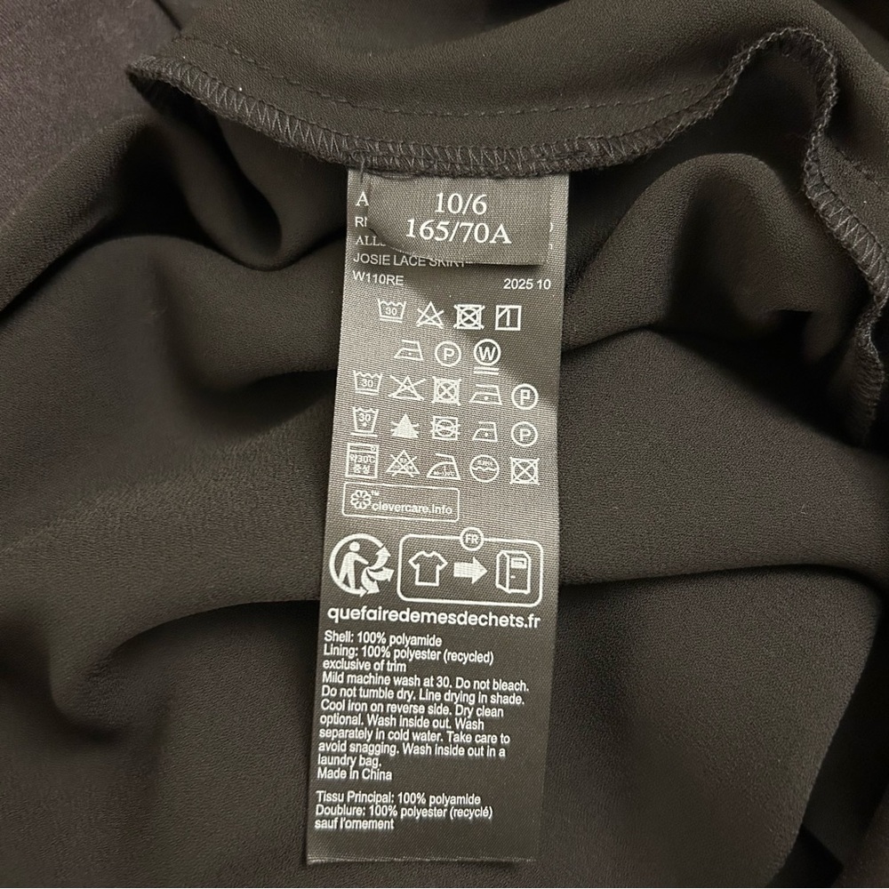 Allsaints Josie Asymmetric Lace Skirt in Black - Picture 9 of 13